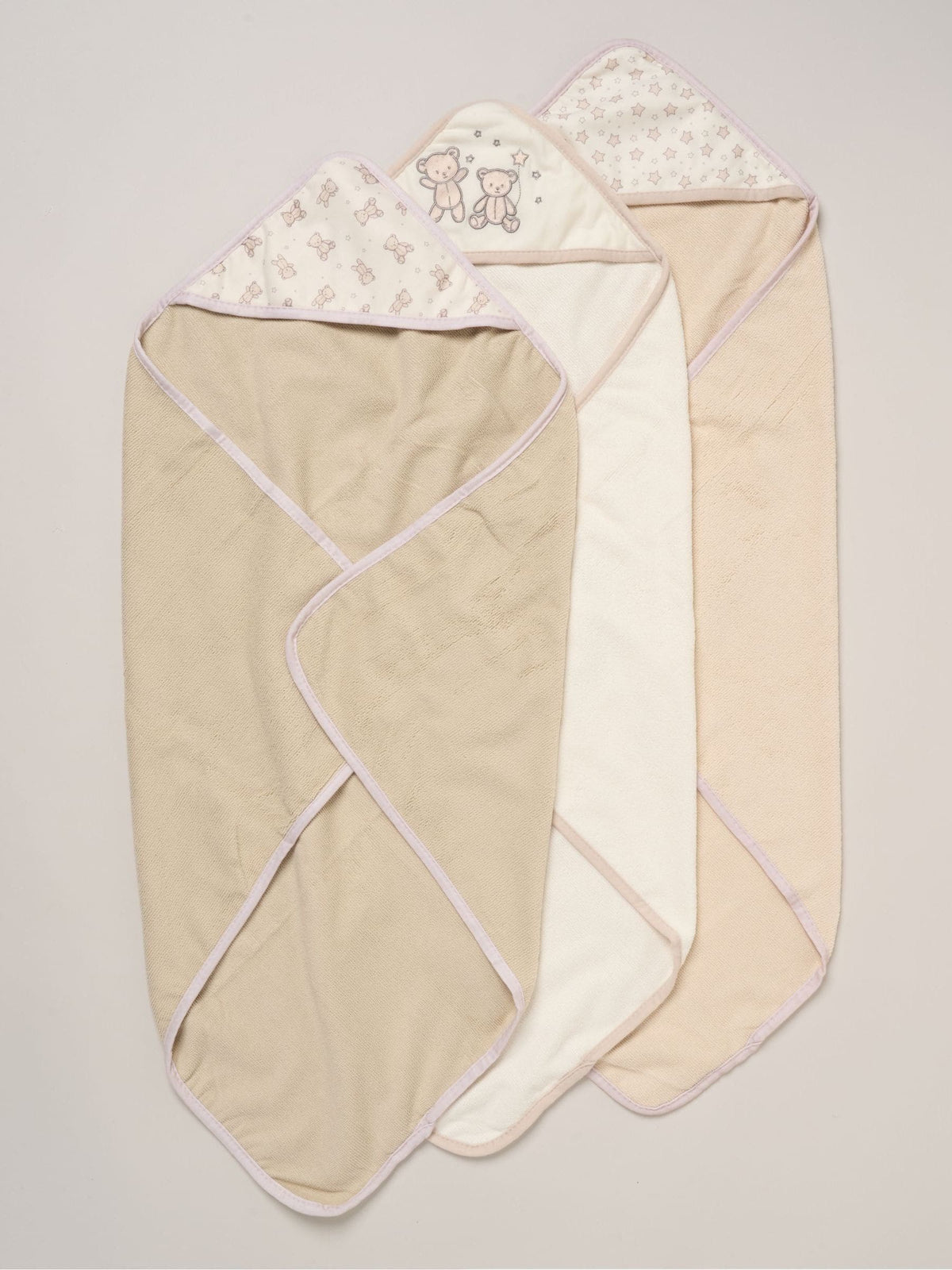 Rock-A-Bye Baby Boutique Beige/Cream Hooded Towels And Wash Cloth Set 3 Pack - image 1