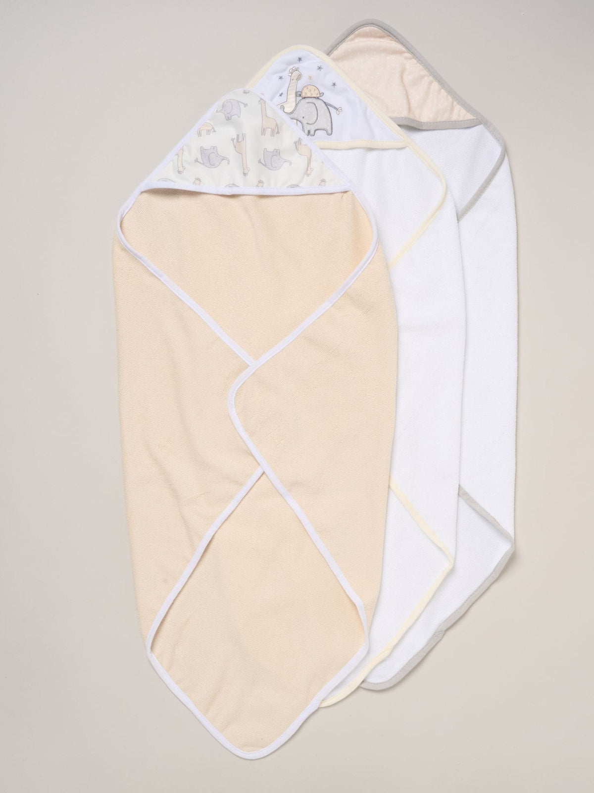 Rock-A-Bye Baby Boutique Off White Hooded Towels And Wash Cloth Set 3 Pack - image 1