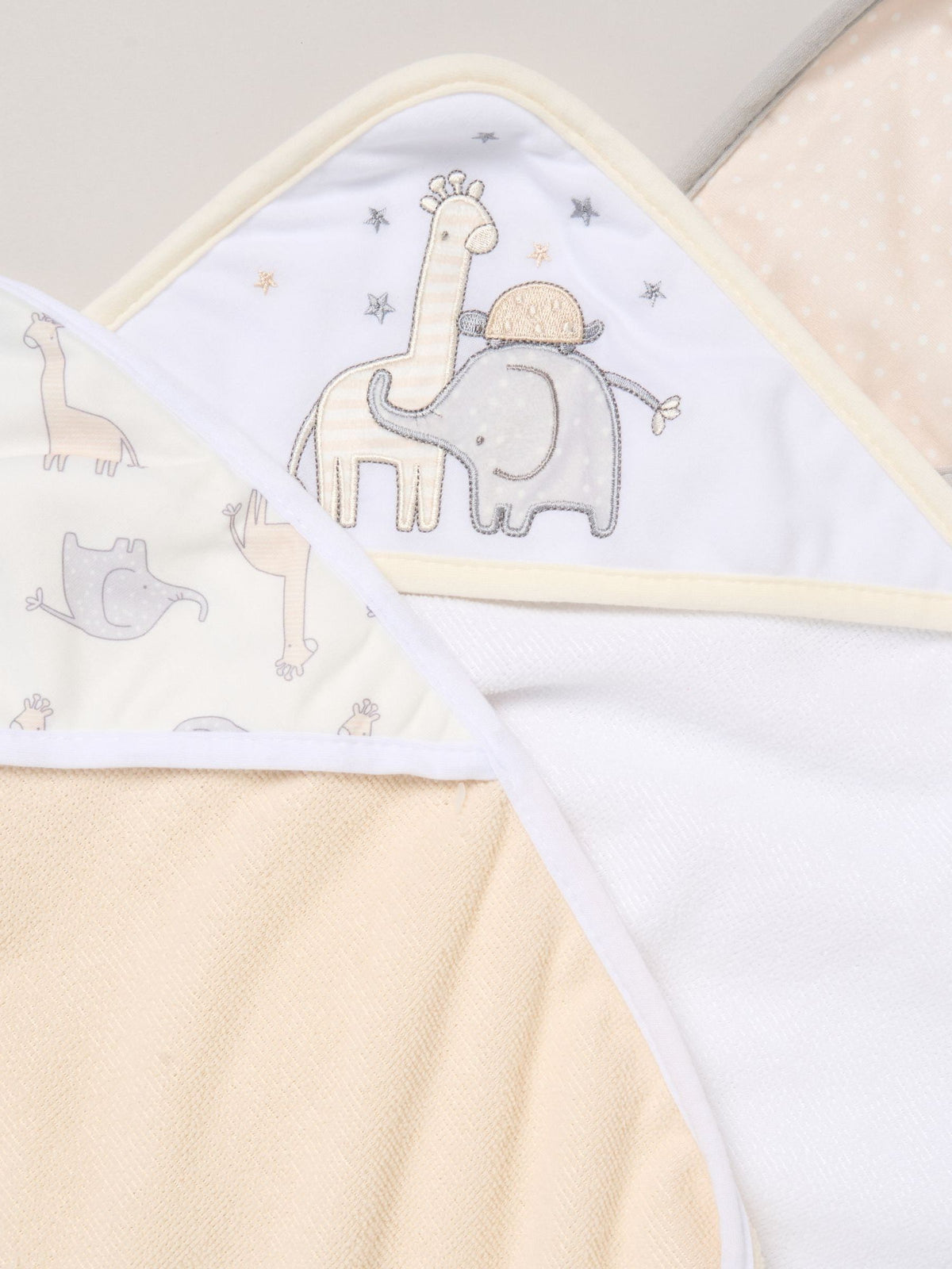 Rock-A-Bye Baby Boutique Off White Hooded Towels And Wash Cloth Set 3 Pack - image 2