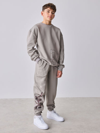 Dsiney Kidz - Baker by Ted Baker Charcoal Grey Oversized Graphic Sweatshirt and Joggers Set image 1