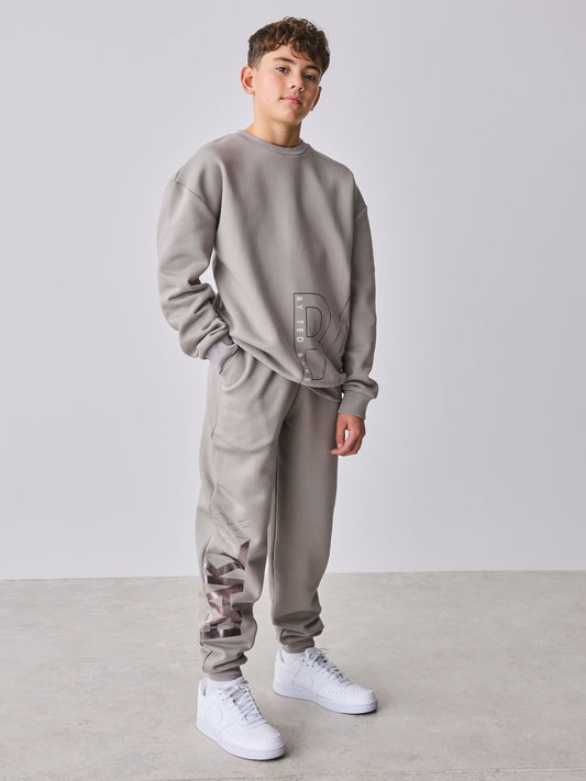 Dsiney Kidz - Baker by Ted Baker Charcoal Grey Oversized Graphic Sweatshirt and Joggers Set image 1