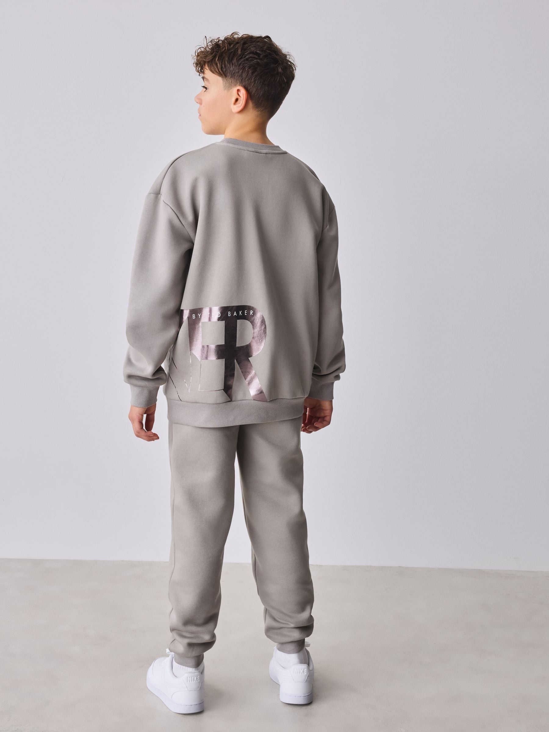 Dsiney Kidz - Baker by Ted Baker Charcoal Grey Oversized Graphic Sweatshirt and Joggers Set image 3