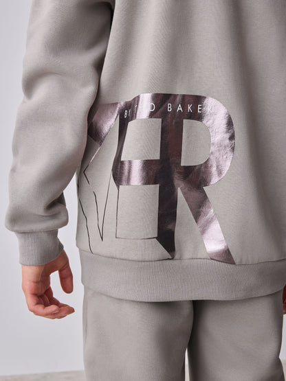 Dsiney Kidz - Baker by Ted Baker Charcoal Grey Oversized Graphic Sweatshirt and Joggers Set image 6