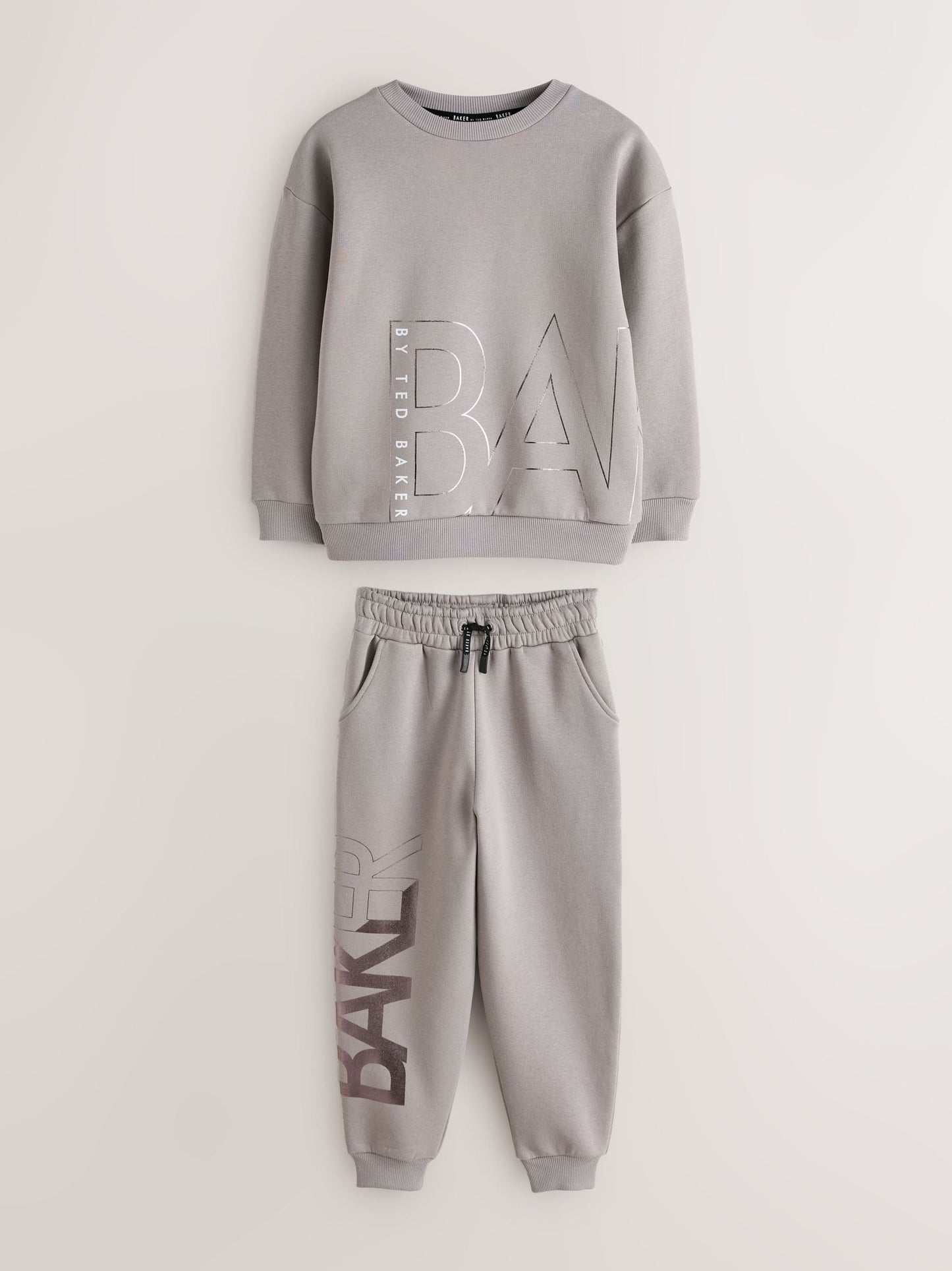Dsiney Kidz - Baker by Ted Baker Charcoal Grey Oversized Graphic Sweatshirt and Joggers Set image 7