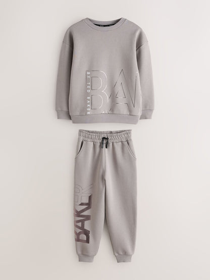 Dsiney Kidz - Baker by Ted Baker Charcoal Grey Oversized Graphic Sweatshirt and Joggers Set image 7