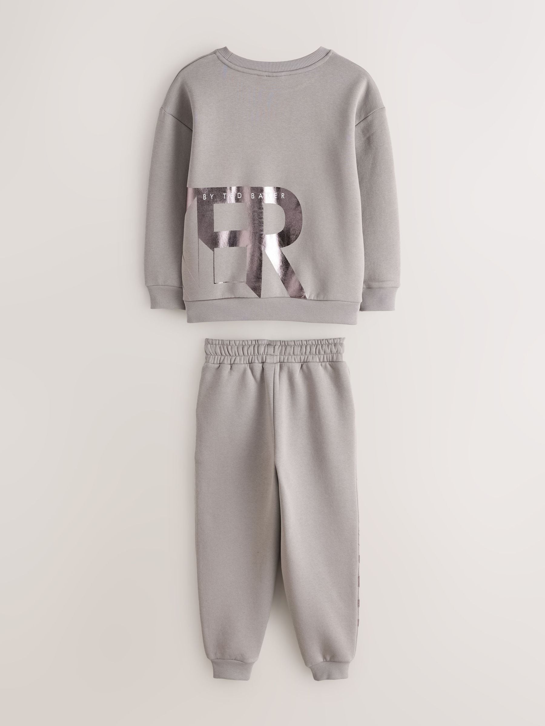 Dsiney Kidz - Baker by Ted Baker Charcoal Grey Oversized Graphic Sweatshirt and Joggers Set image 8