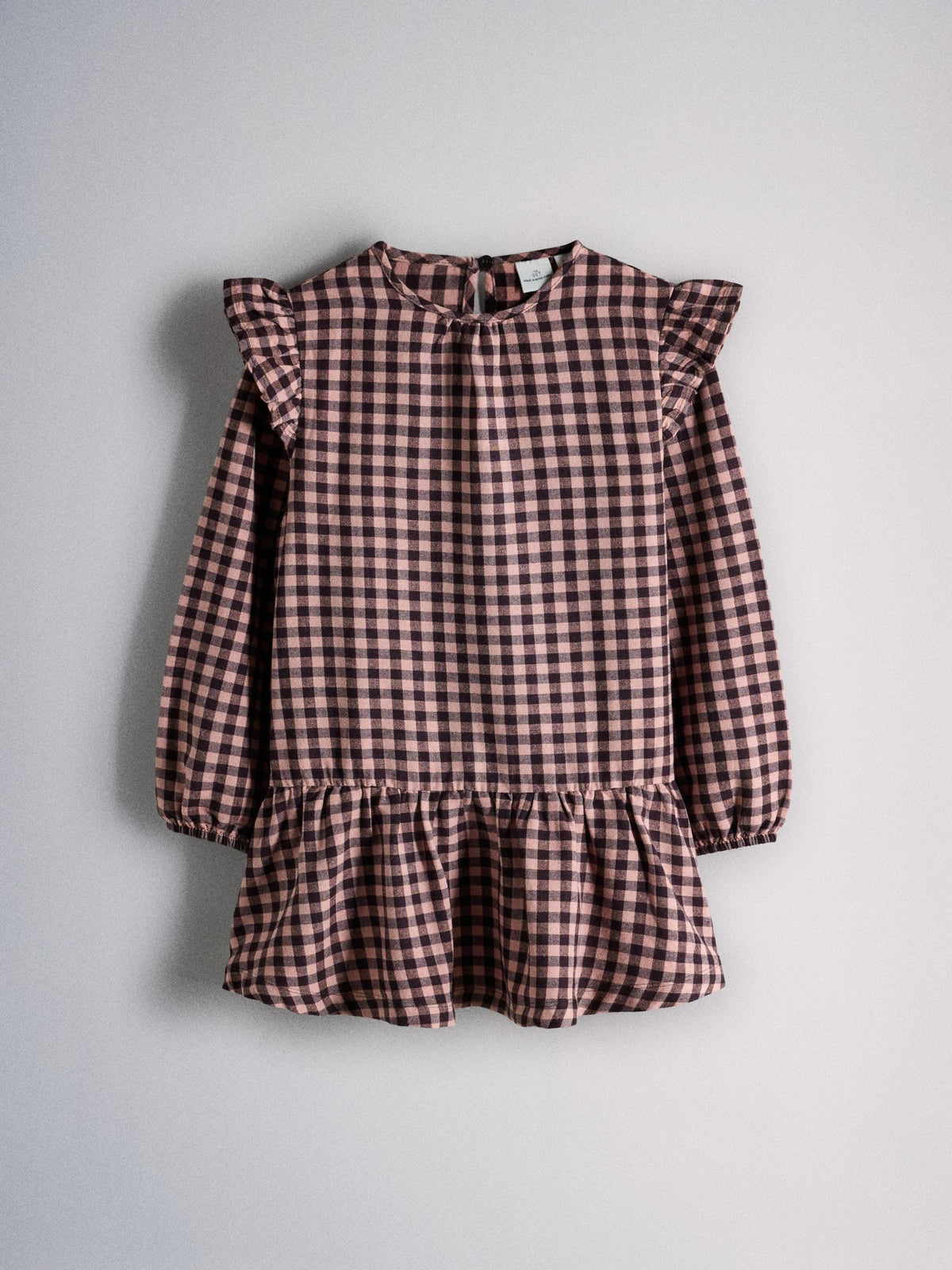 The Set Long Sleeve Brushed Flannel Check Dress and Ribbed Leggings Set Pink/Chocolate Brown - image 2
