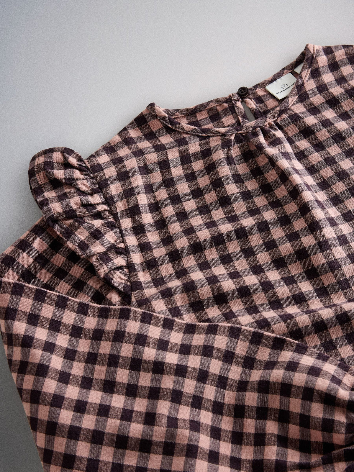 The Set Long Sleeve Brushed Flannel Check Dress and Ribbed Leggings Set Pink/Chocolate Brown - image 5