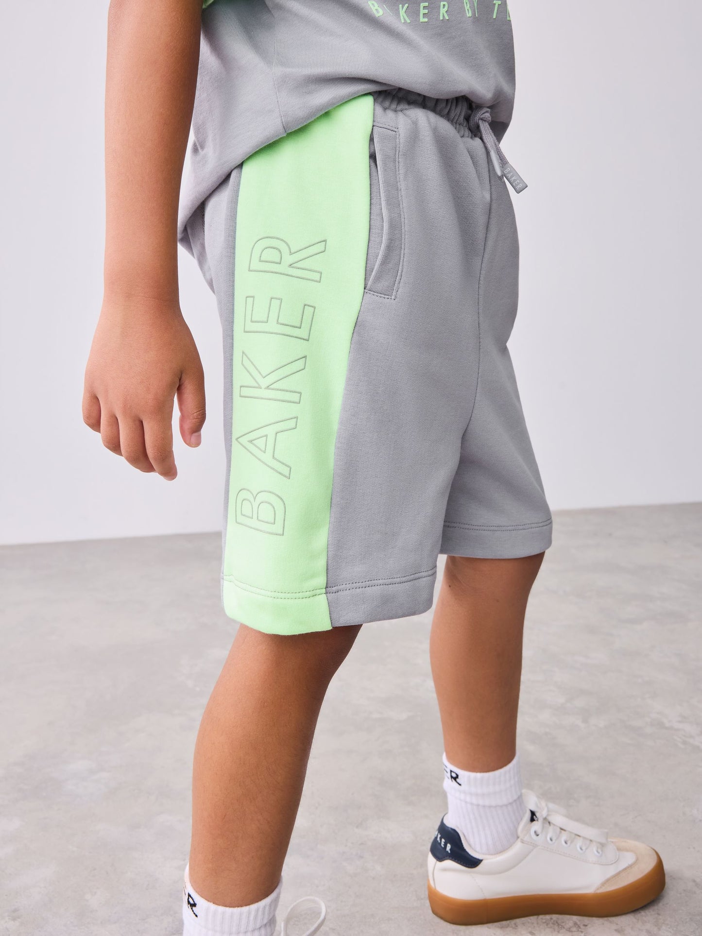 Baker by Ted Baker Green/Grey Colourblock T-Shirt and Shorts Set image 3