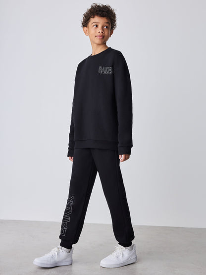 Dsiney Kidz - Baker by Ted Baker Black Foil Oversized Graphic Sweatshirt and Joggers Set image 1
