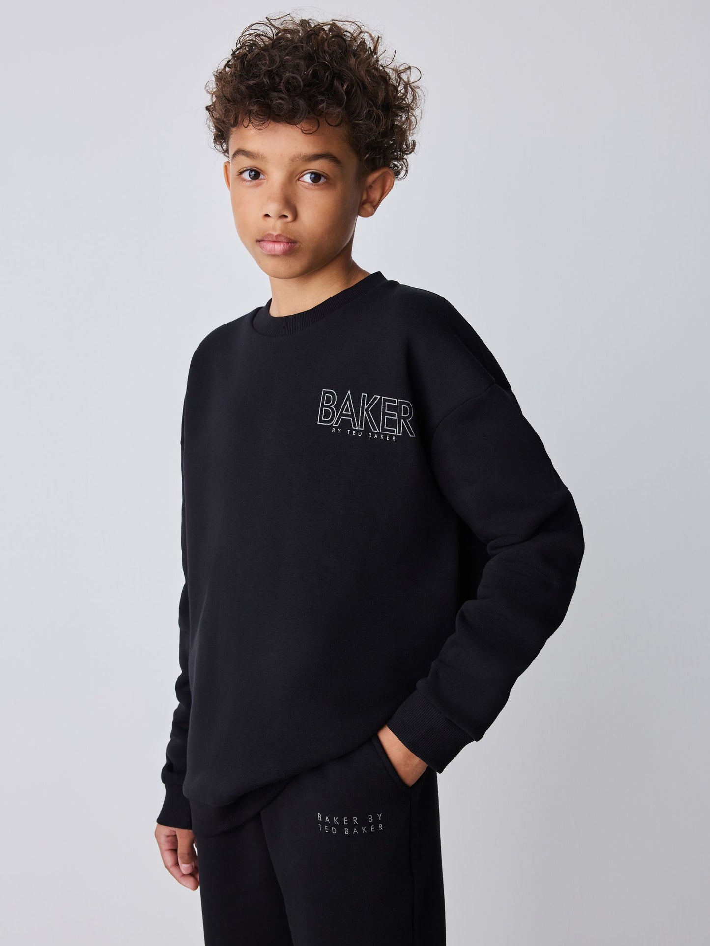 Dsiney Kidz - Baker by Ted Baker Black Foil Oversized Graphic Sweatshirt and Joggers Set image 2