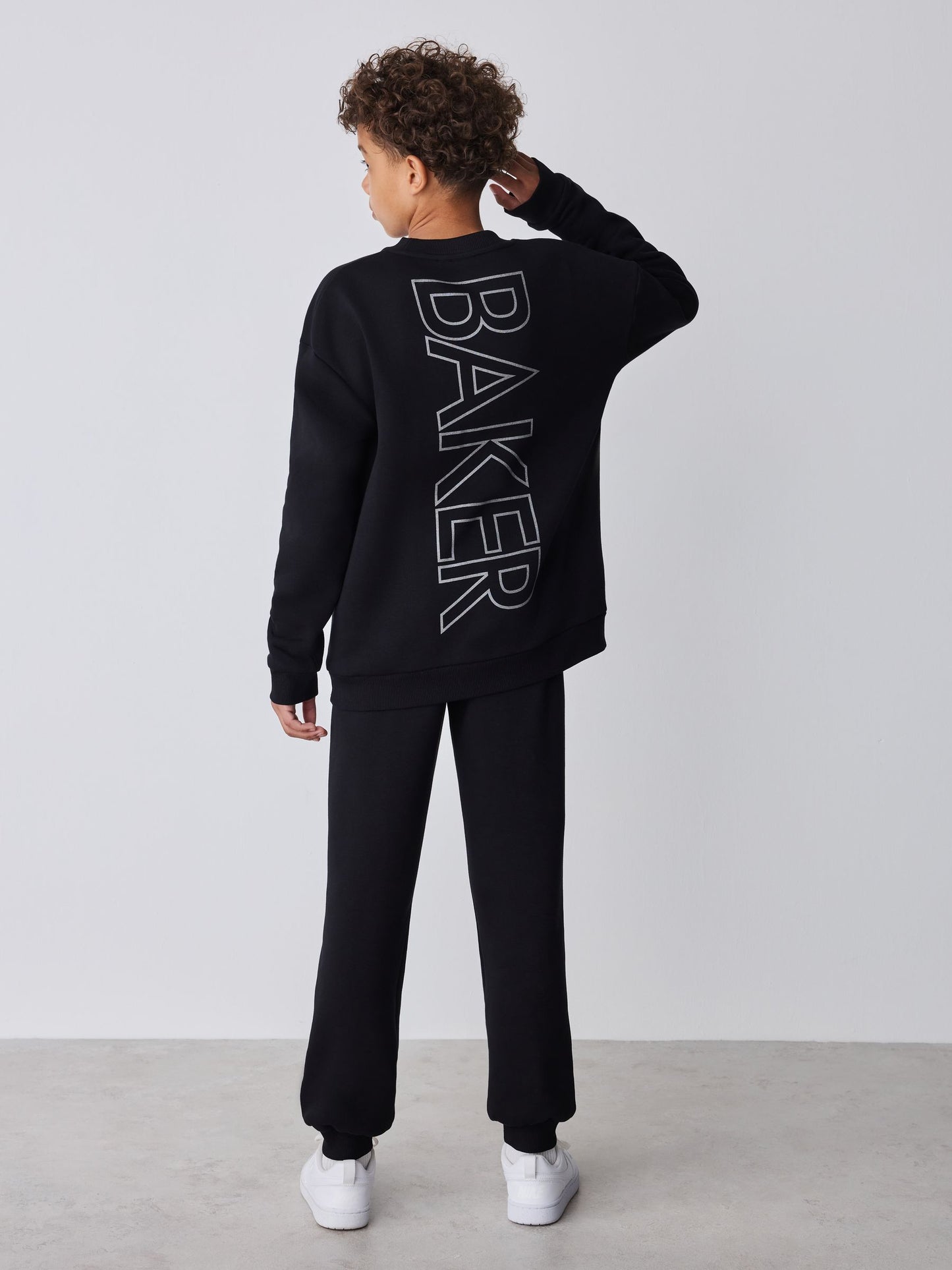 Dsiney Kidz - Baker by Ted Baker Black Foil Oversized Graphic Sweatshirt and Joggers Set image 4