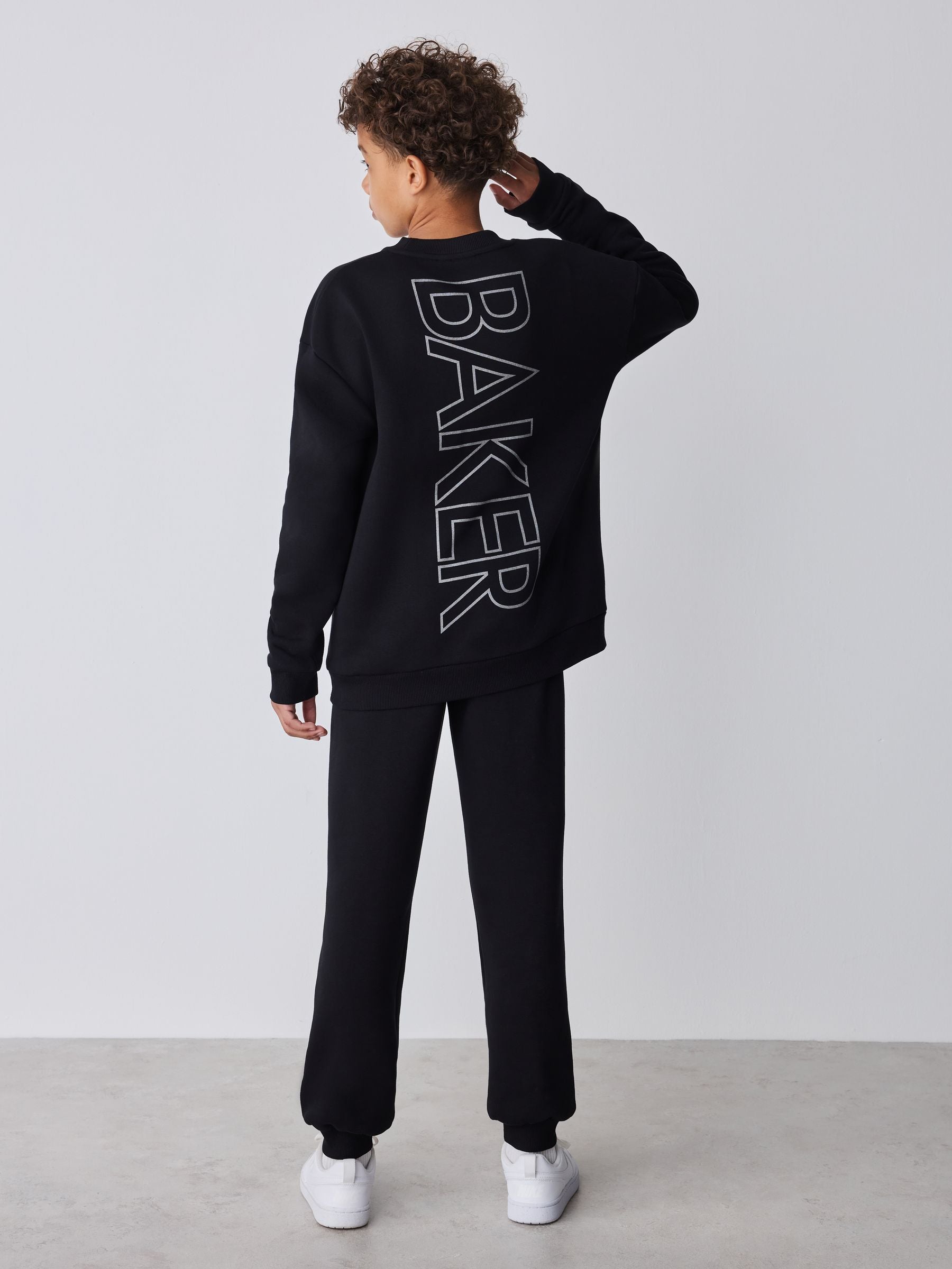 Dsiney Kidz - Baker by Ted Baker Black Foil Oversized Graphic Sweatshirt and Joggers Set image 4