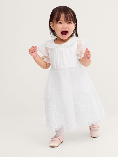 Dsiney Kidz - Monsoon White Baby Athena Floral Embroidered Dress image 1