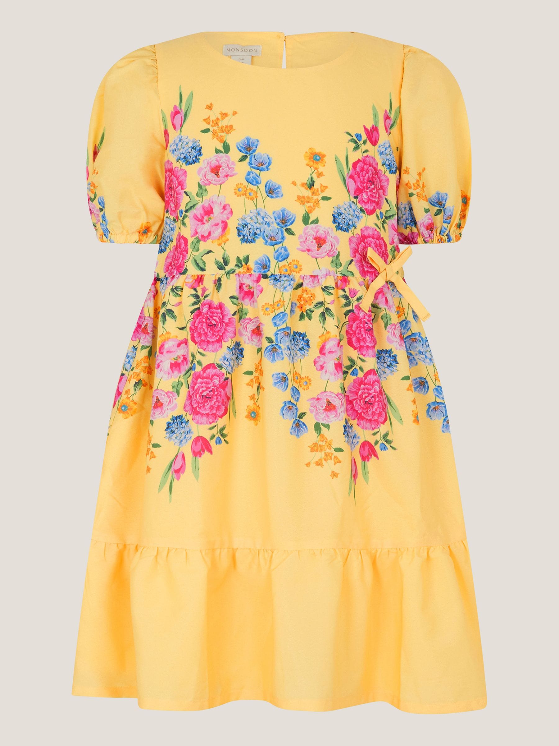 Monsoon Yellow Floral Puff Sleeve Dress image 2