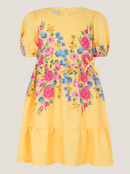 Monsoon Yellow Floral Puff Sleeve Dress image 2