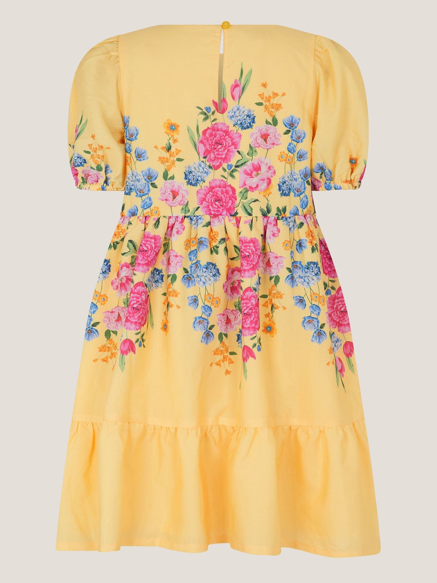 Monsoon Yellow Floral Puff Sleeve Dress image 3