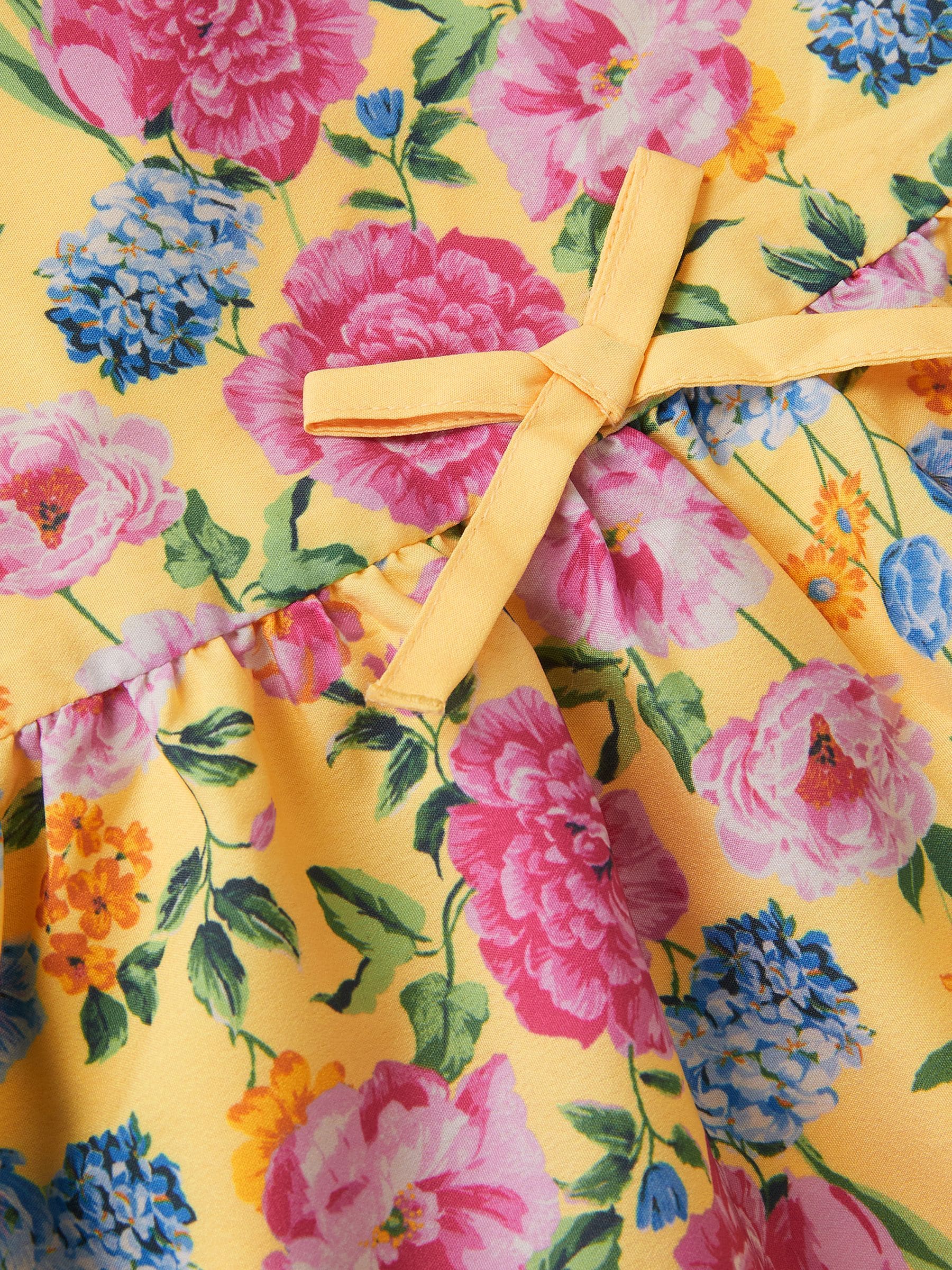 Monsoon Yellow Floral Puff Sleeve Dress image 4