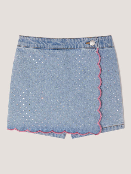 Dsiney Kidz - Monsoon Blue Rhinestone Scallop Denim Skort image 1