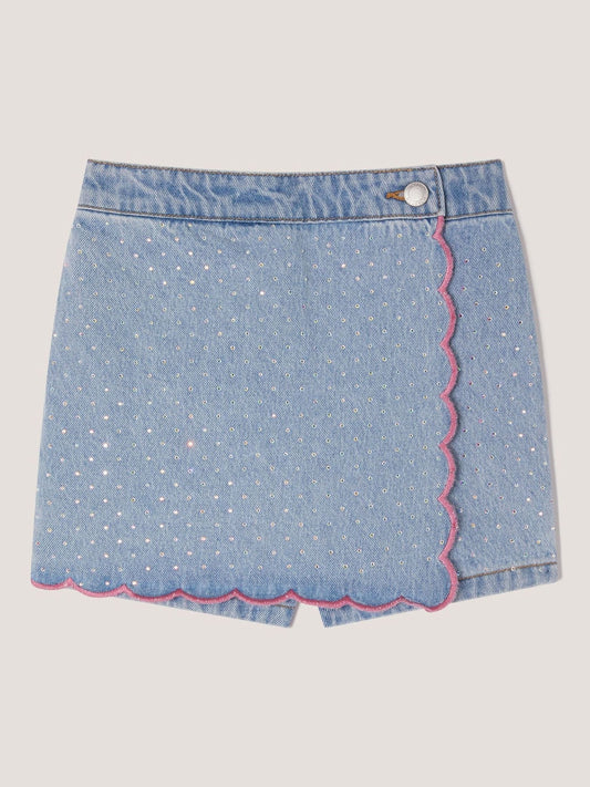 Monsoon Blue Rhinestone Scallop Denim Skort image 1