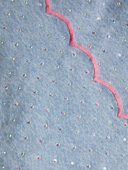 Monsoon Blue Rhinestone Scallop Denim Skort image 3