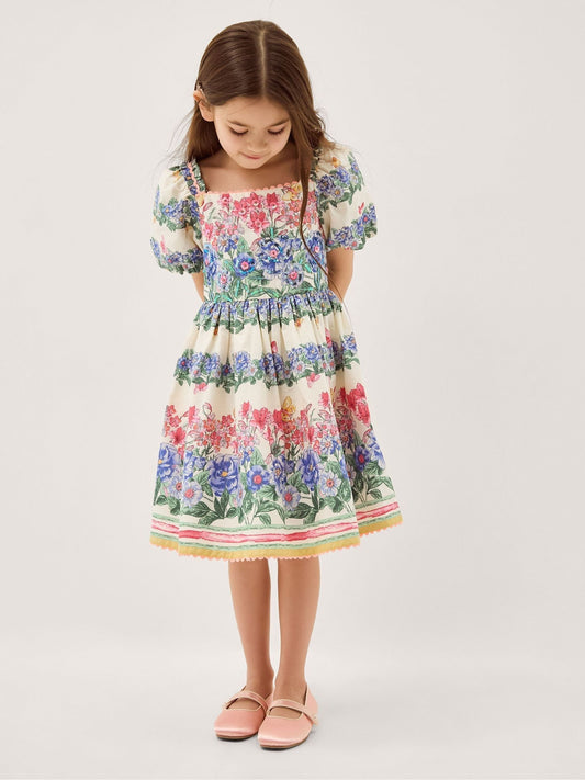 Monsoon Cream Clara Floral Puff Sleeve Dress image 1