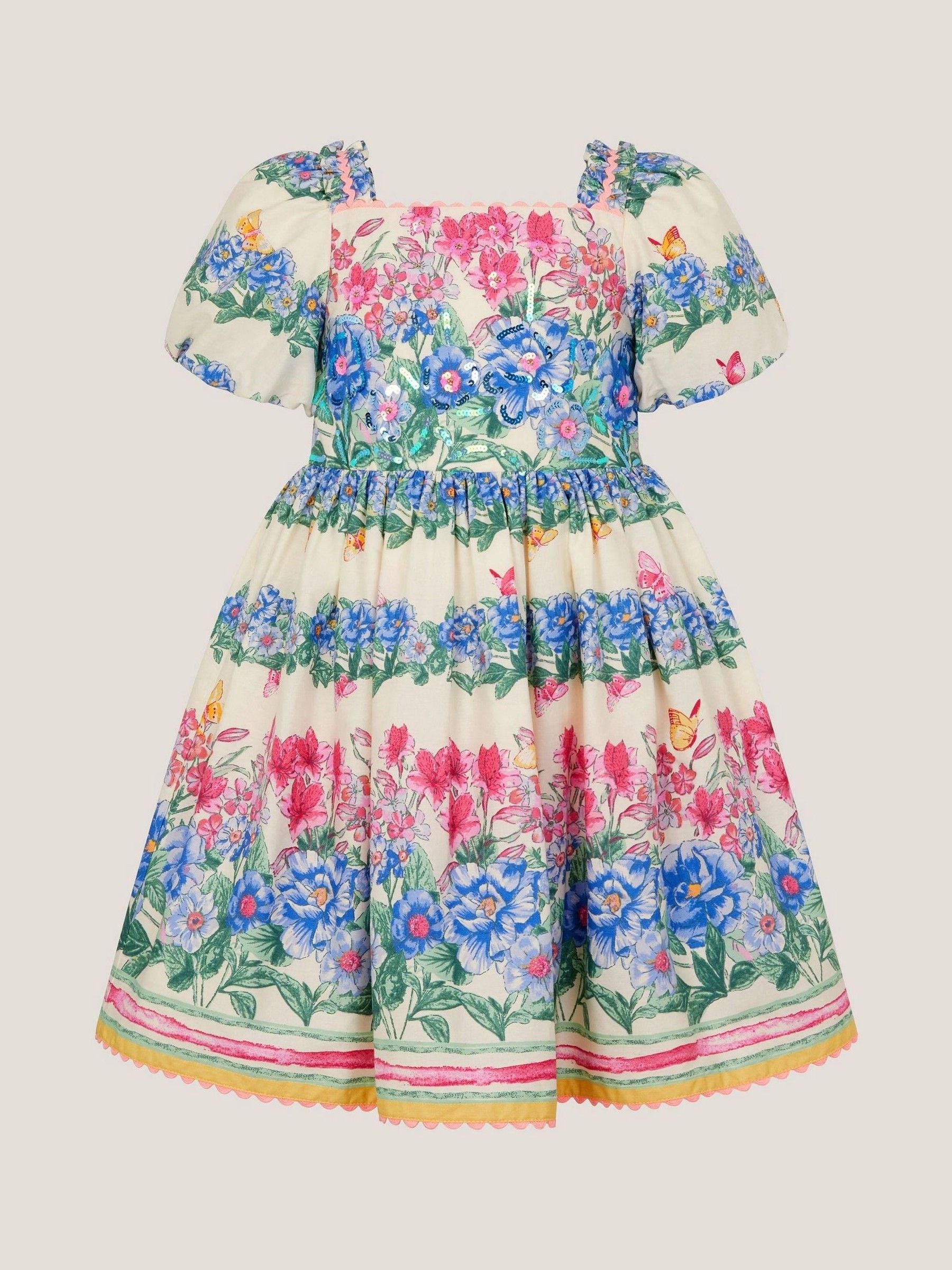 Monsoon Cream Clara Floral Puff Sleeve Dress image 2