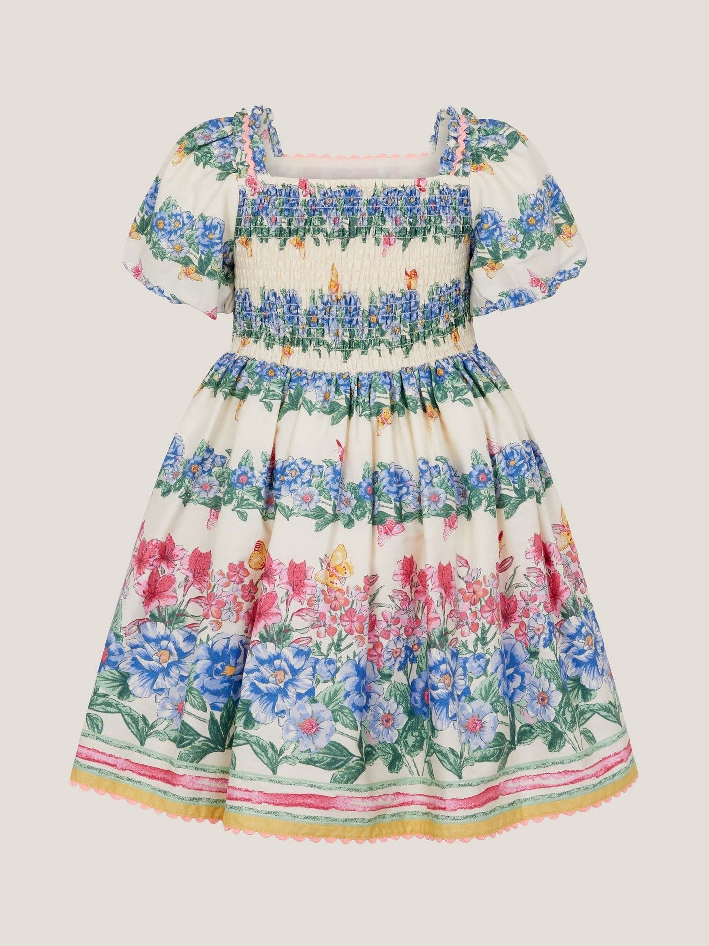 Monsoon Cream Clara Floral Puff Sleeve Dress image 3