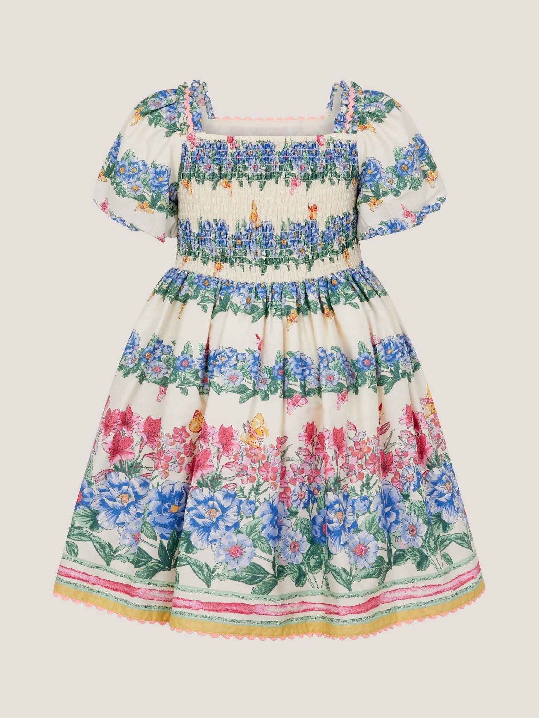 Monsoon Cream Clara Floral Puff Sleeve Dress image 3