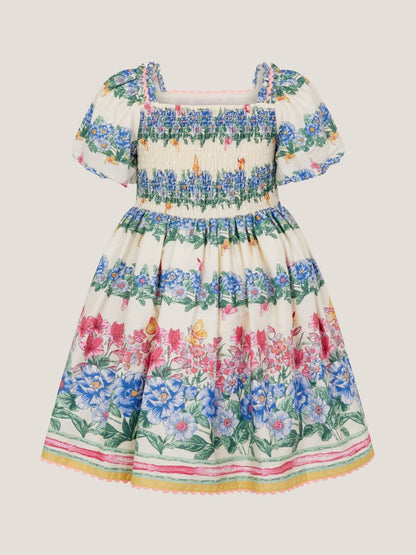Monsoon Cream Clara Floral Puff Sleeve Dress image 3