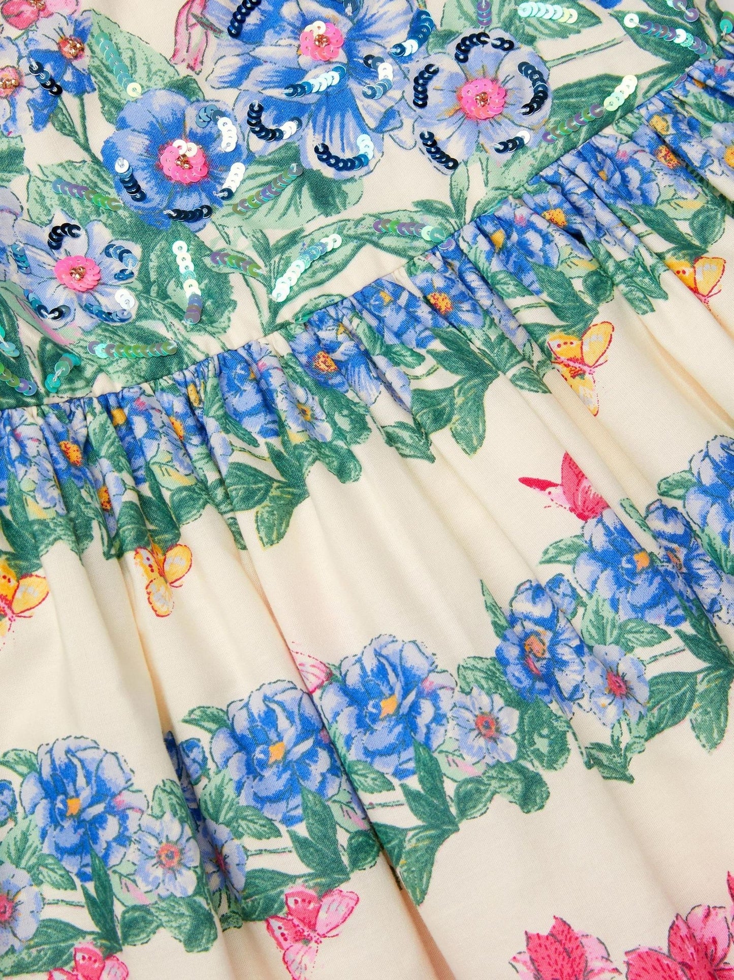Monsoon Cream Clara Floral Puff Sleeve Dress image 4