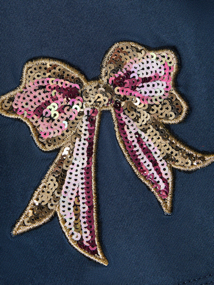 Monsoon Blue Sequin Bow Kick Flare Leggings image 2