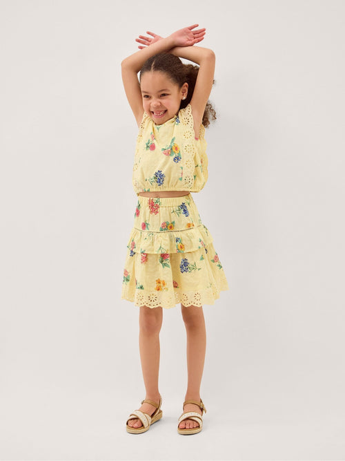 Monsoon Yellow Sasha Broderie Floral Top & Skirt Set image 1