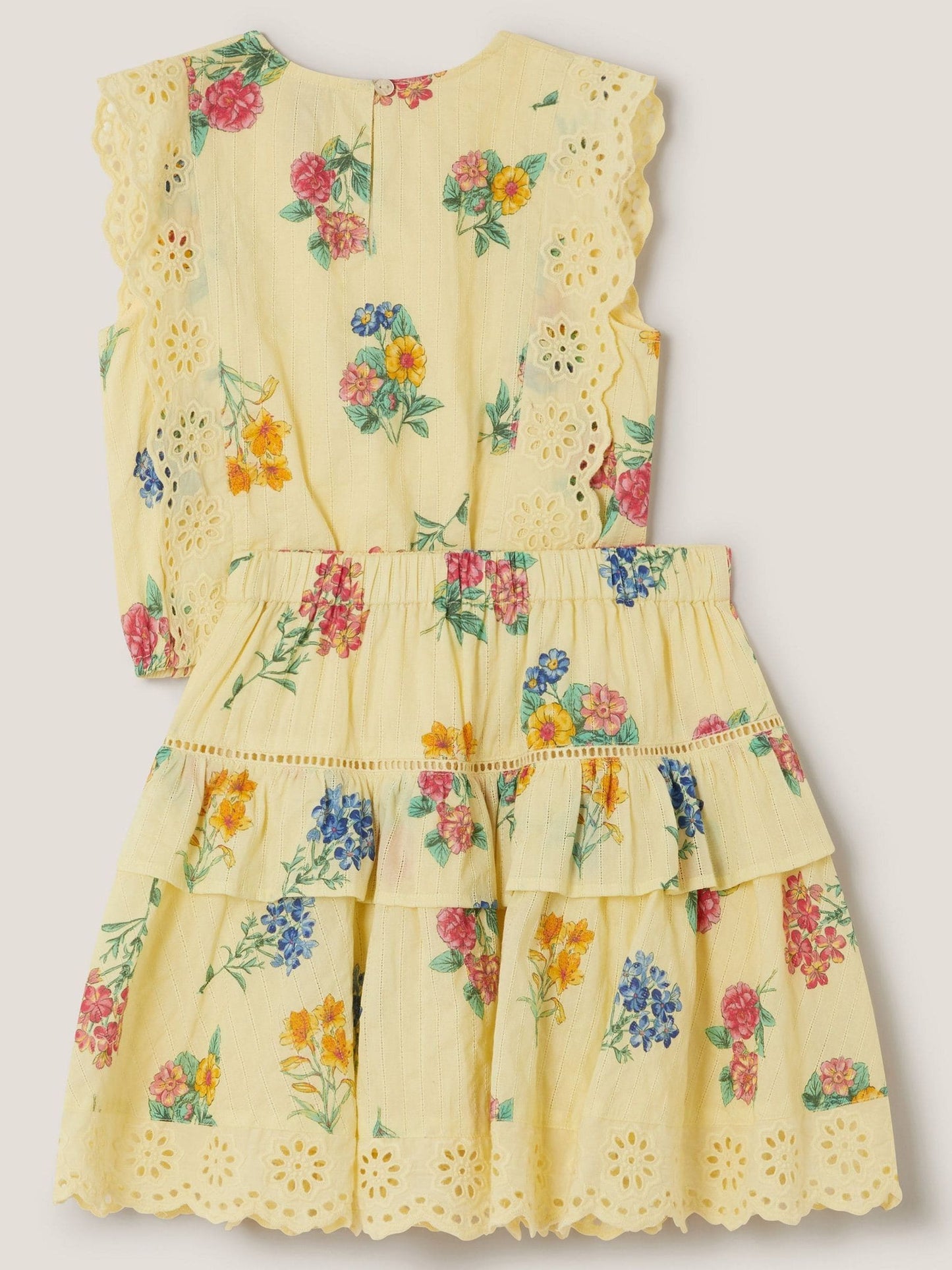 Monsoon Yellow Sasha Broderie Floral Top & Skirt Set image 3