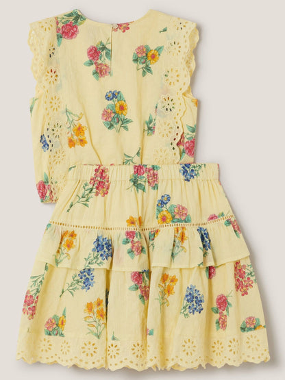 Monsoon Yellow Sasha Broderie Floral Top & Skirt Set image 3