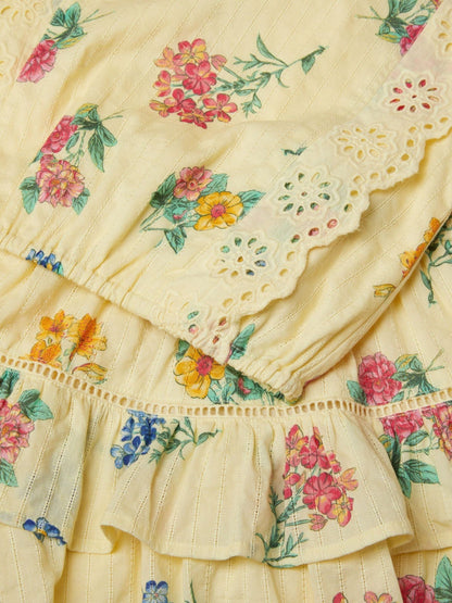 Monsoon Yellow Sasha Broderie Floral Top & Skirt Set image 4