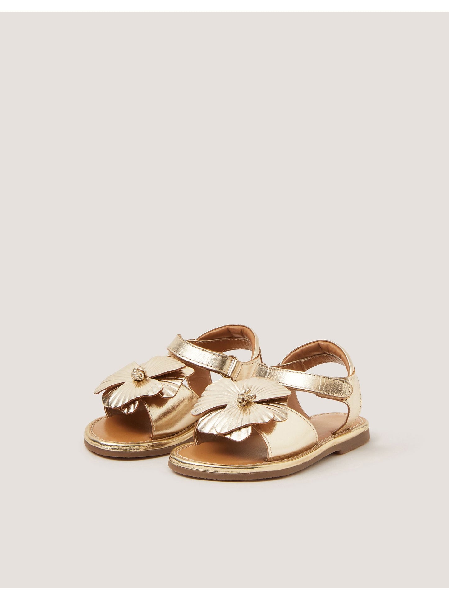 Monsoon Gold Baby Flower Metallic Leather Sandals image 3
