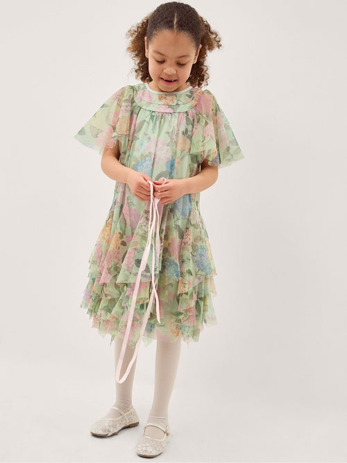 Monsoon Green Nessa Floral Ruffle Swing Dress image 1