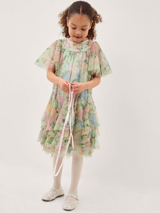 Monsoon Green Nessa Floral Ruffle Swing Dress image 1