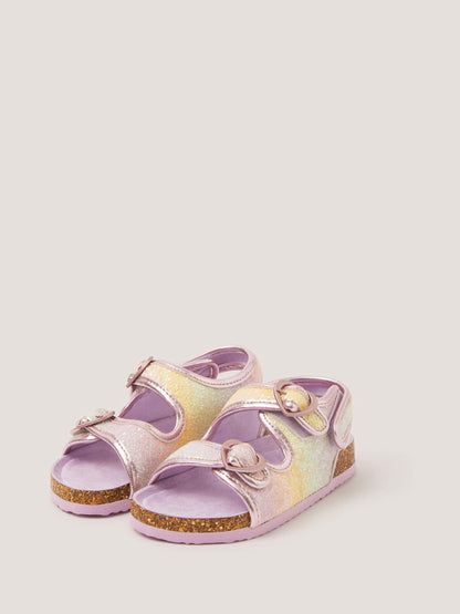 Monsoon Purple Rainbow Heart Buckle Sandals image 1