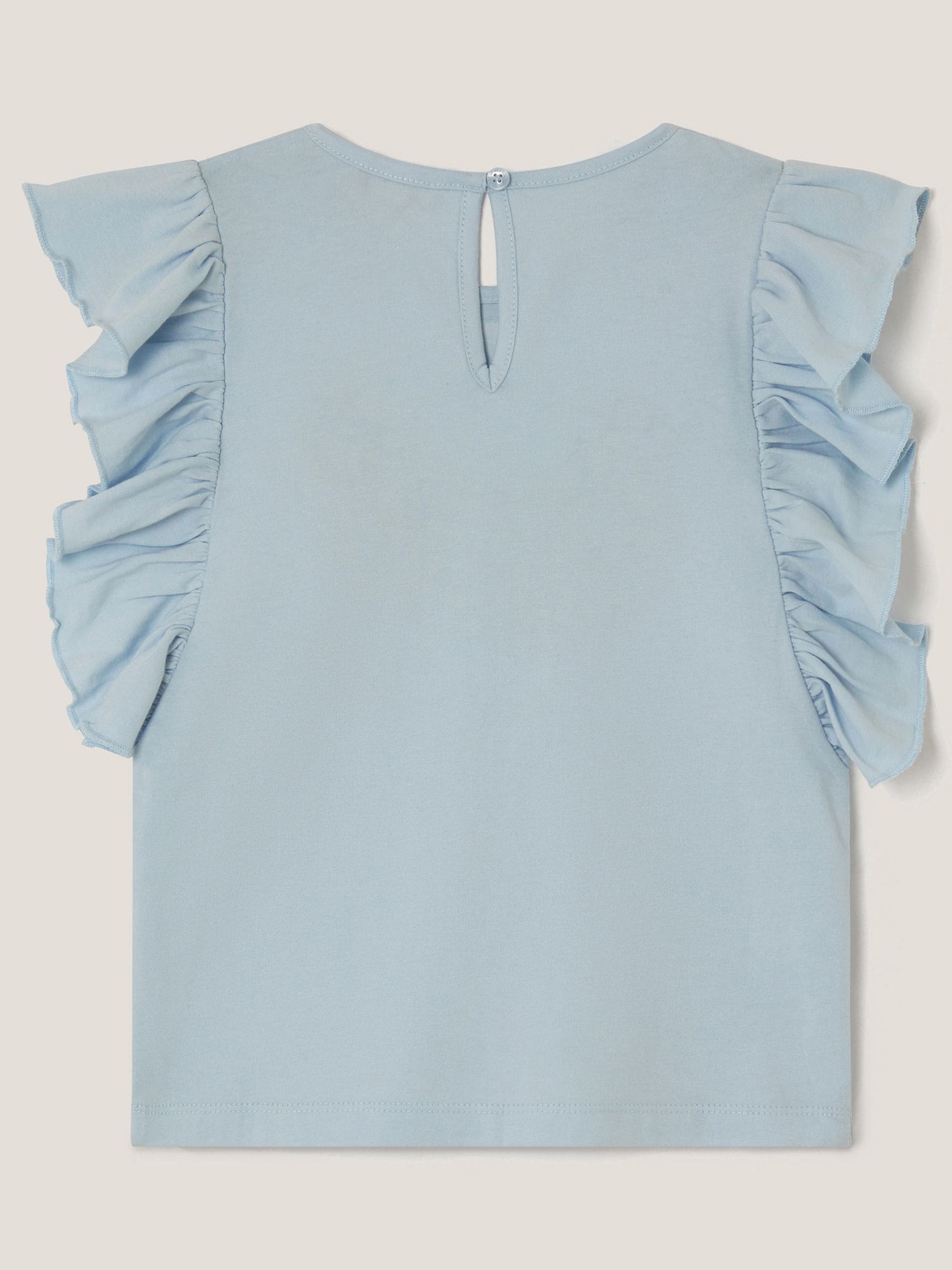 Monsoon Blue Floral Embroidered Frill T-Shirt image 4