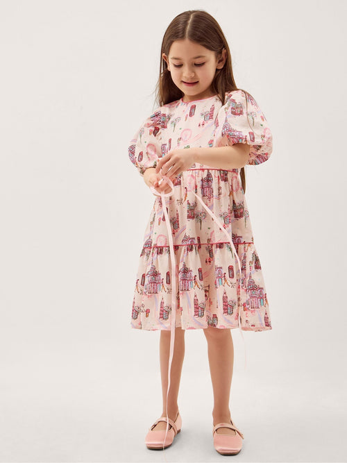 Monsoon Cream London Print Puff Sleeve Dress image 1