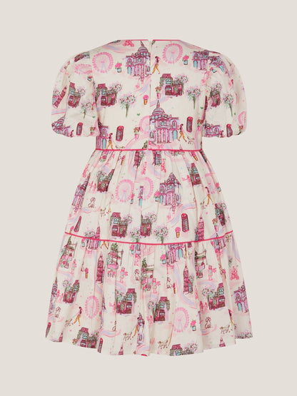 Monsoon Cream London Print Puff Sleeve Dress image 3