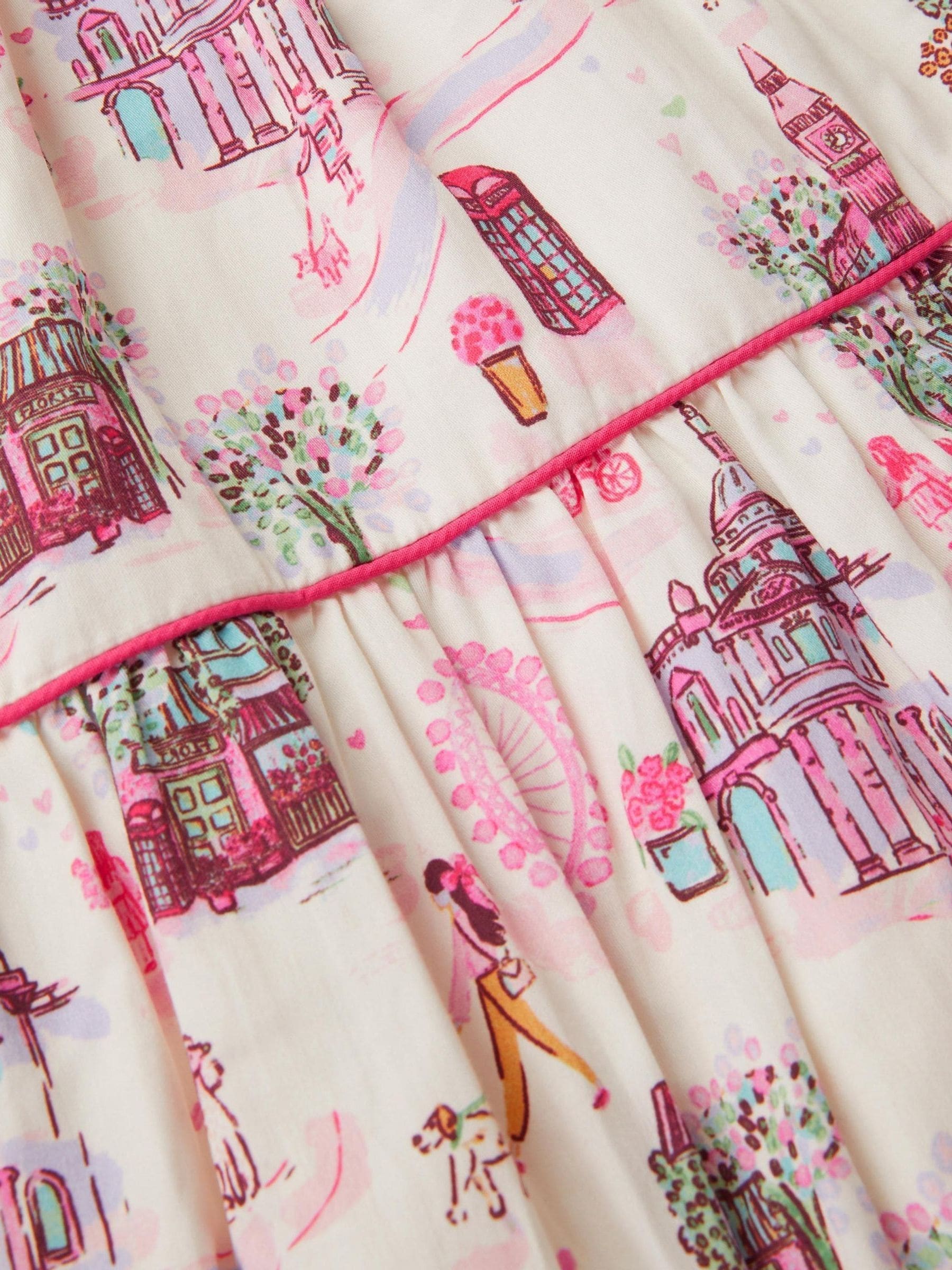 Monsoon Cream London Print Puff Sleeve Dress image 4
