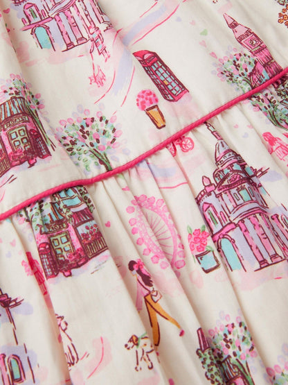 Monsoon Cream London Print Puff Sleeve Dress image 4