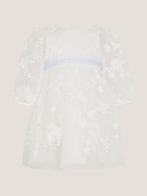 Monsoon Ivory Baby Beatrice Floral Embroidered Tulle Dress image 1