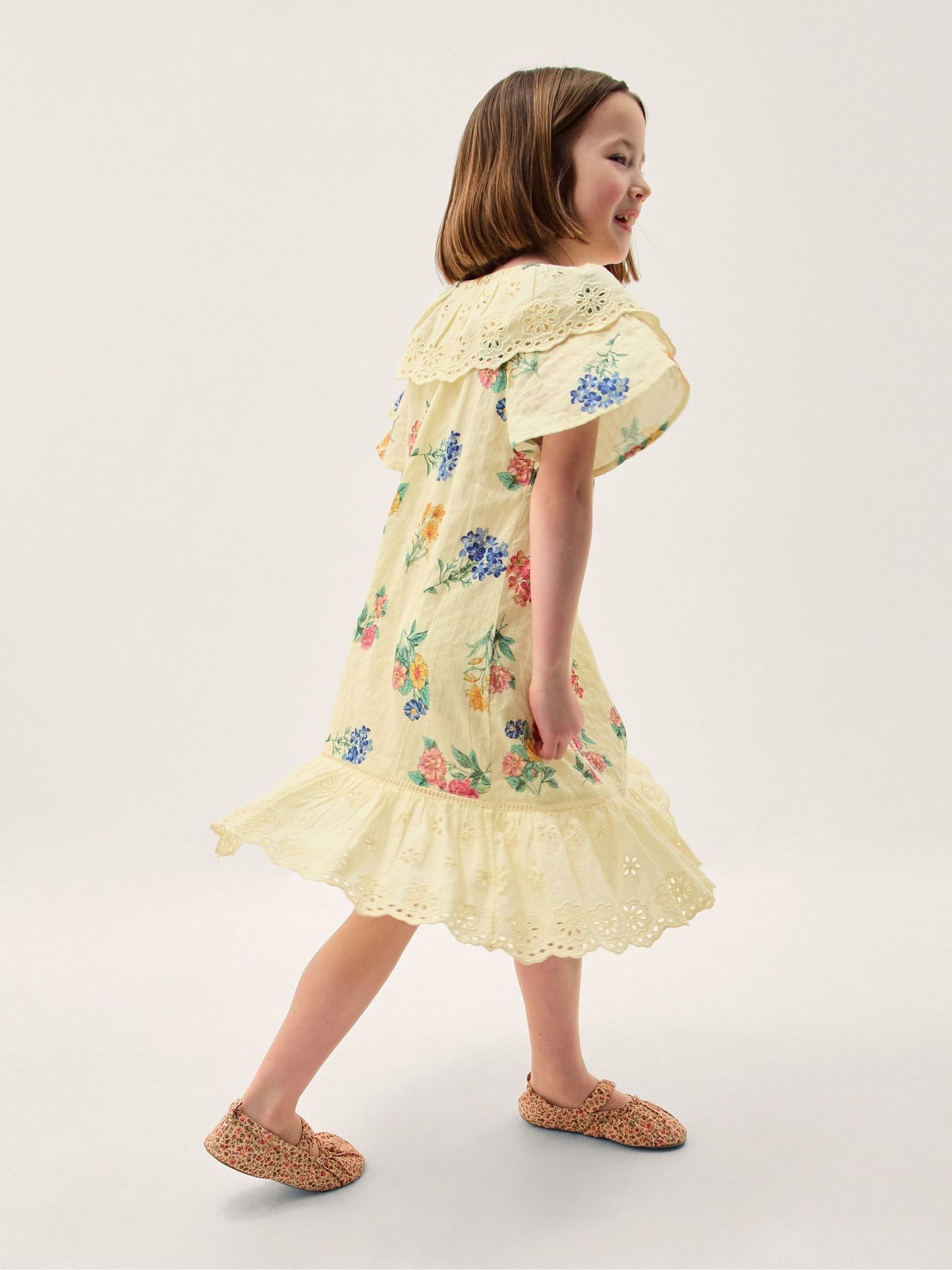 Monsoon Yellow Sasha Floral Broderie Dress image 1