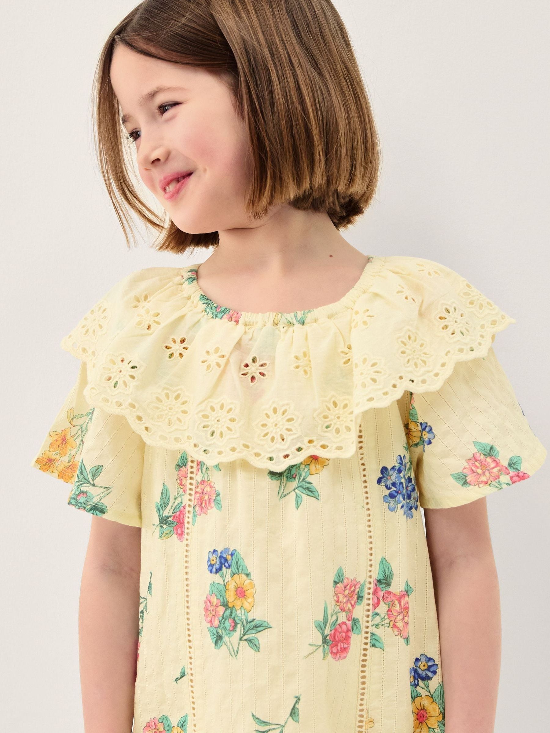 Monsoon Yellow Sasha Floral Broderie Dress image 2