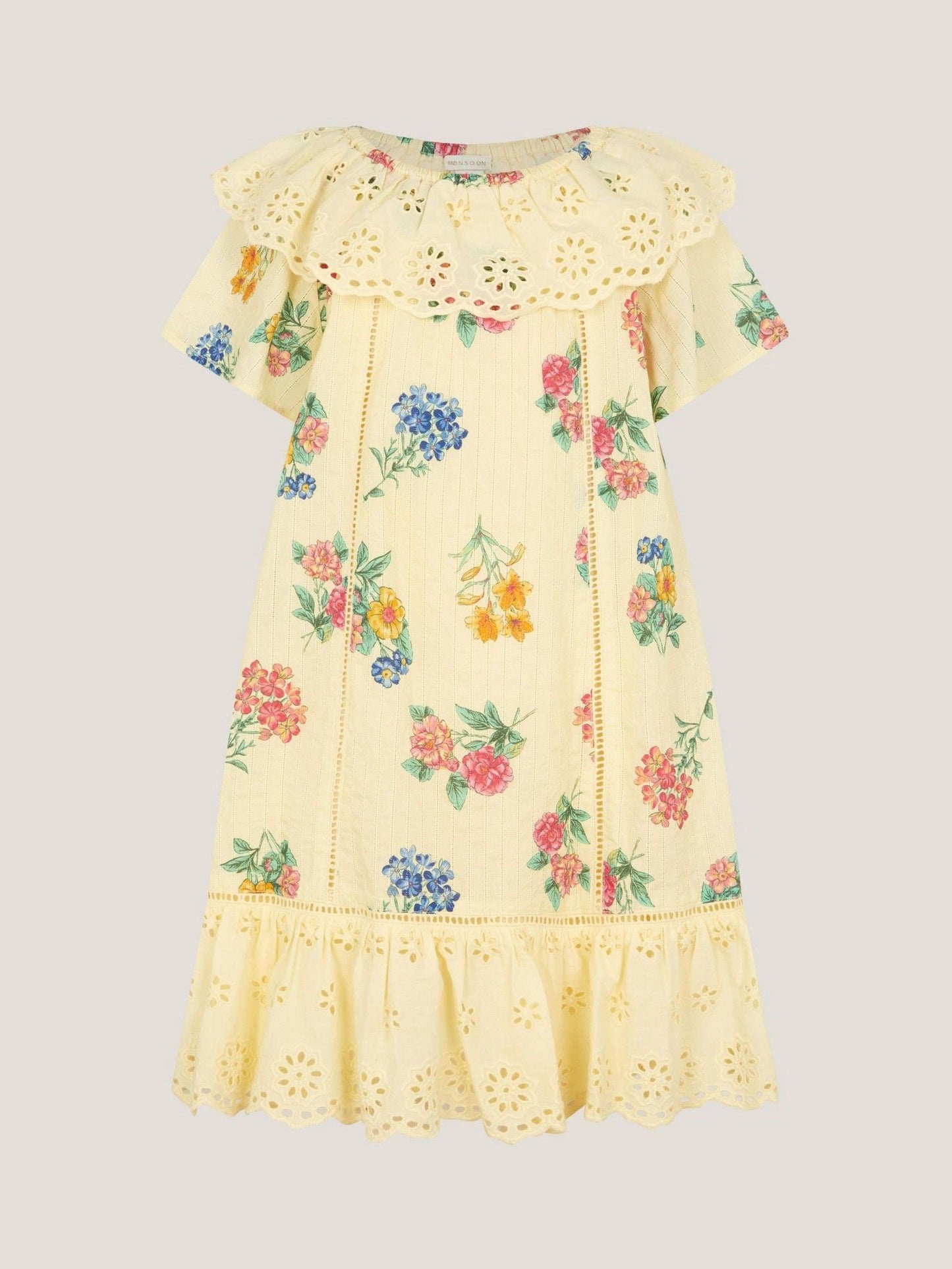 Monsoon Yellow Sasha Floral Broderie Dress image 3