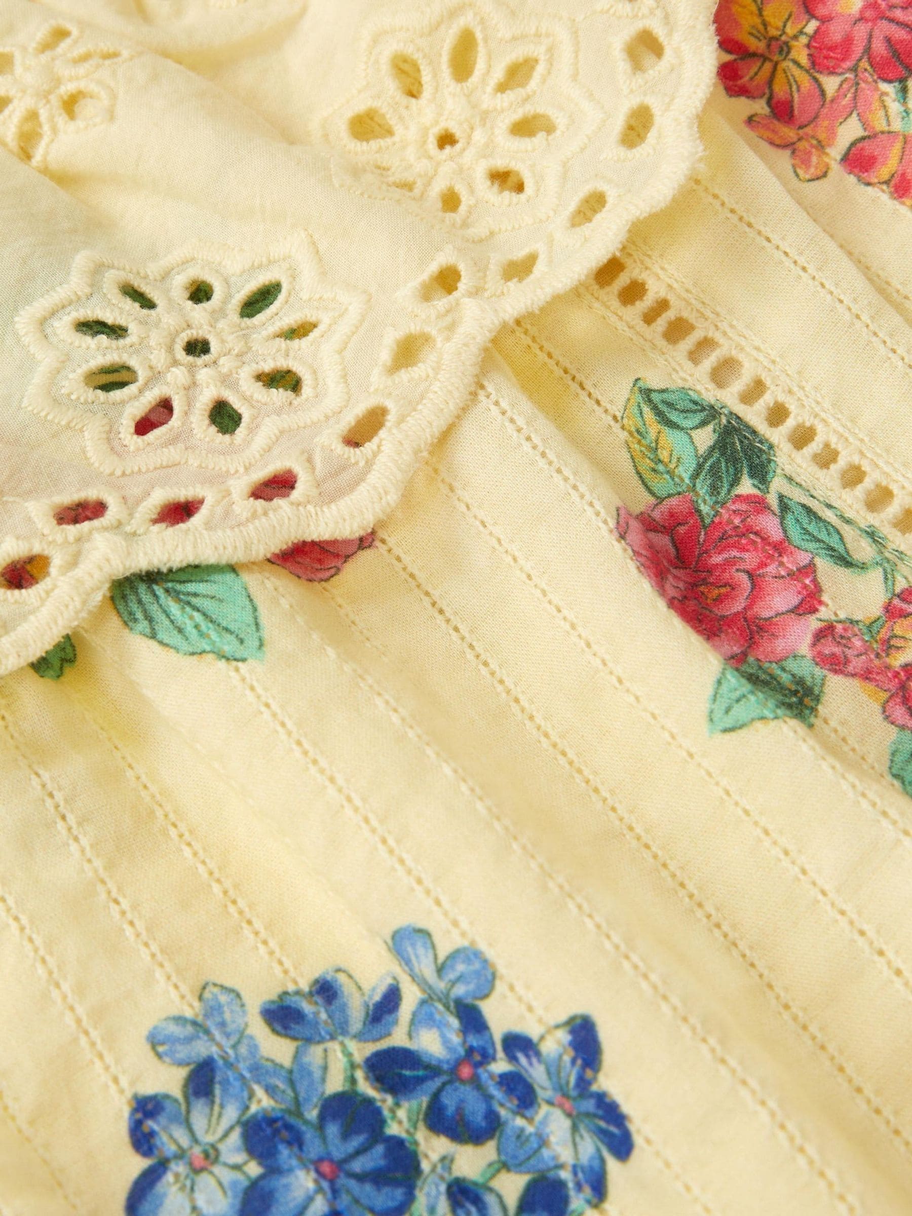 Monsoon Yellow Sasha Floral Broderie Dress image 5